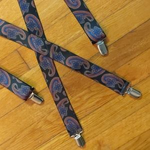 Paisley Suspenders with Silver Fasteners